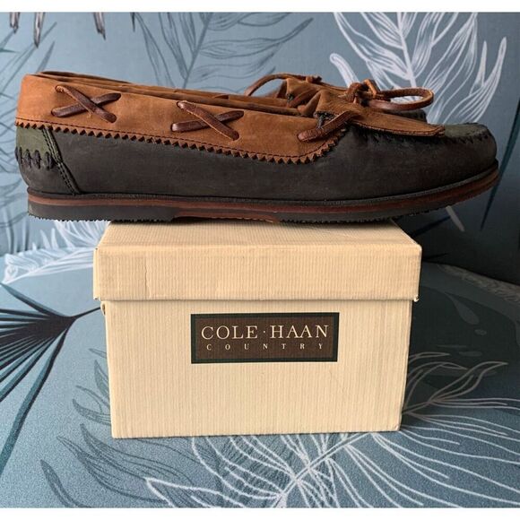 Cole Haan Country Brown Black Leather Moccasins Loafer Shoes women’s 8 Narrow - Picture 1 of 9
